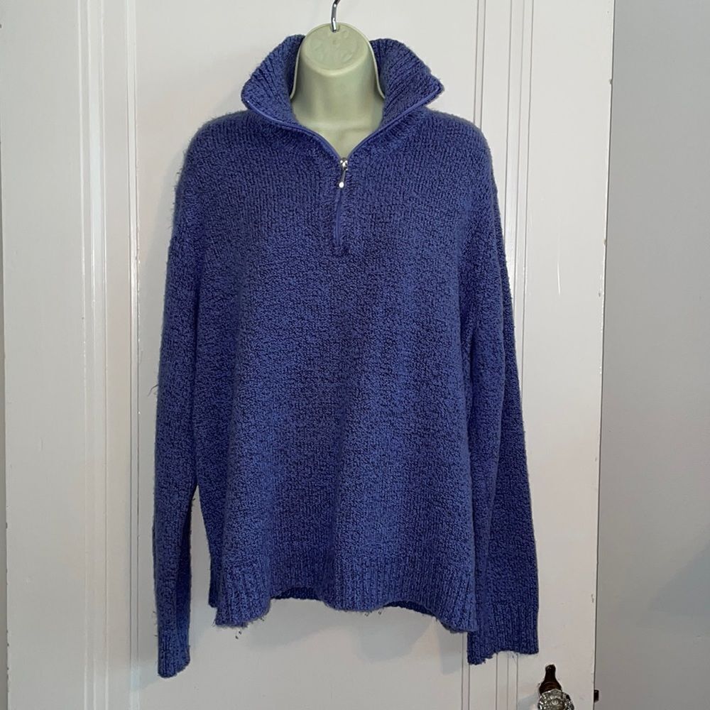Karen Scott purple zip neck sweater
